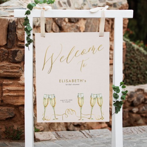Champagne brunch bubbly bridal shower welcome sign