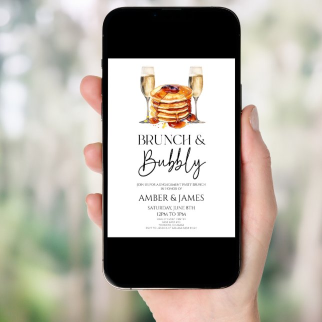 Champagne Brunch & Bubbly Engagement Party Brunch Invitation (Front Digital)