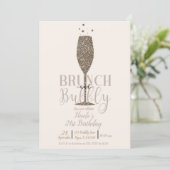 Champagne Brunch & Bubbly Gold Birthday Party Invitation (Standing Front)
