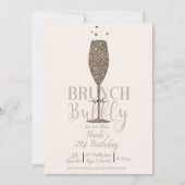 Champagne Brunch & Bubbly Gold Birthday Party Invitation (Front)