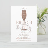Champagne Brunch & Bubbly Rose Gold Birthday Party Invitation (Standing Front)