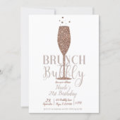 Champagne Brunch & Bubbly Rose Gold Birthday Party Invitation (Front)