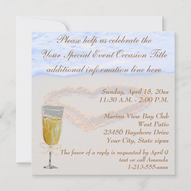 Champagne Brunch Celebration Party Invitation (Front)