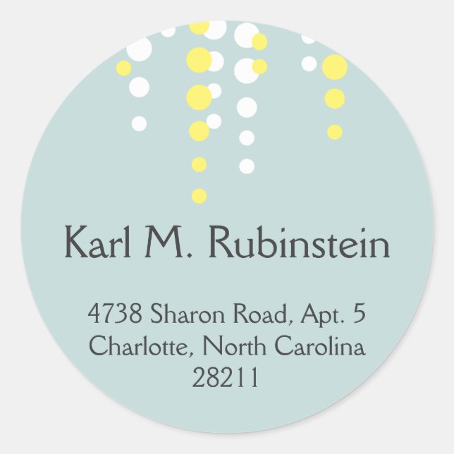 Champagne bubble blue modern chic address label (Front)