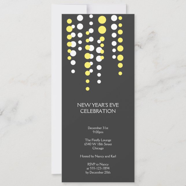 Champagne bubble gray modern chic holiday party invitation (Front)