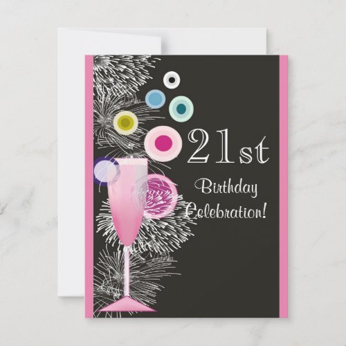 Champagne Bubbles 21st Birthday Party Invitation