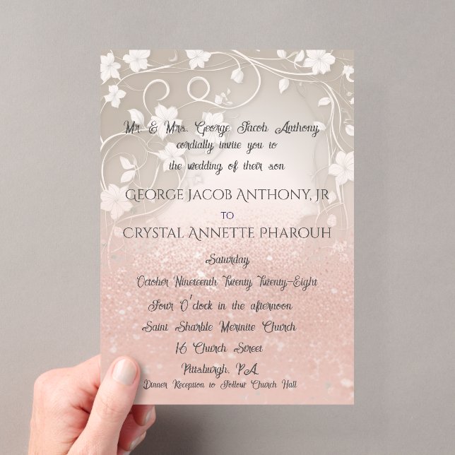 Champagne Bubbles Acrylic Wedding Invitation (Insitu (Handheld))