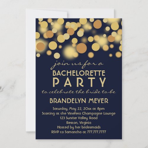 Champagne Bubbles Bachelorette Party Invitations