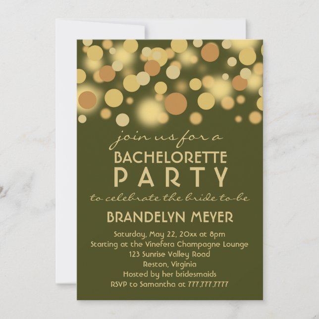 Champagne Bubbles Bachelorette Party Invites (Front)