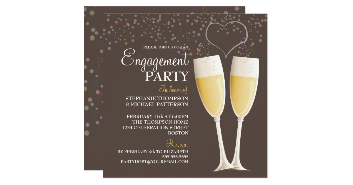 Champagne & Bubbles Engagement Party Invitation Zazzle