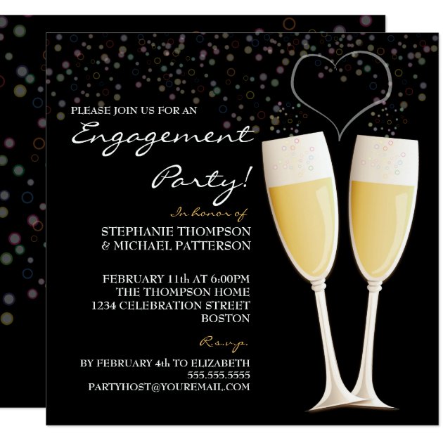 Champagne & Bubbles Engagement Party Invitation