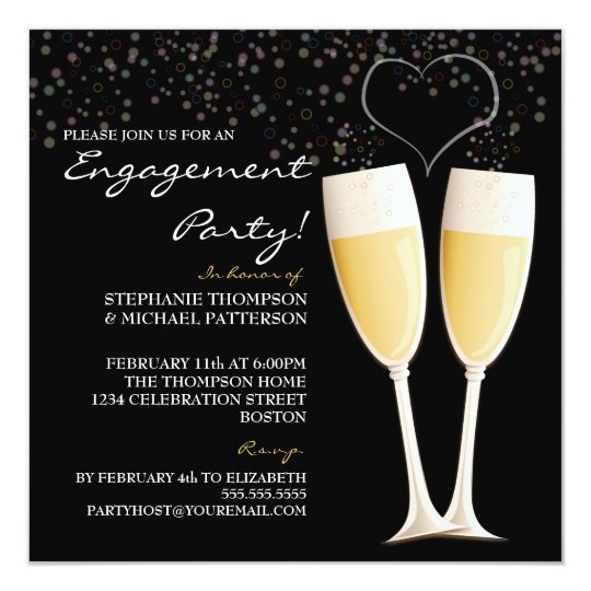 Champagne & Bubbles Engagement Party Invitation