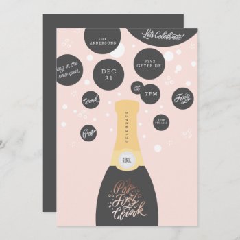 Champagne Bubbles | New Years Eve Party Invitation by blush_printables at Zazzle