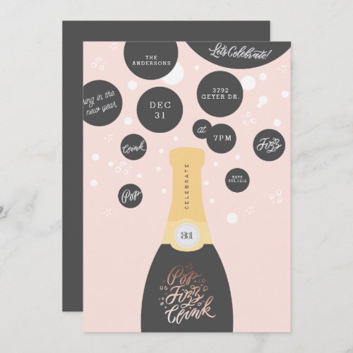 Champagne Bubbles | New Years Eve Party Invitation