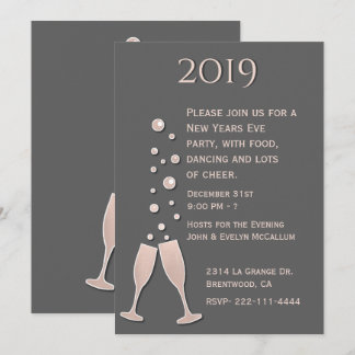 Champagne Bubbles New Years Eve Party Invitation