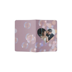 Champagne Bubbles Photo in a Heart Personalized Passport Holder
