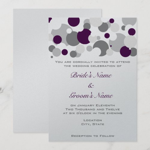 Champagne Bubbles Purple/Silver Invitations
