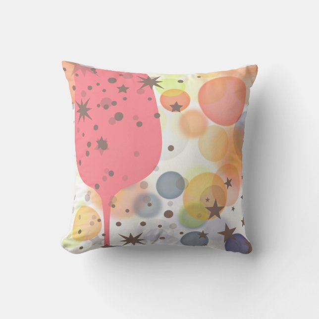 Champagne Bubbles Throw Pillow (Front)