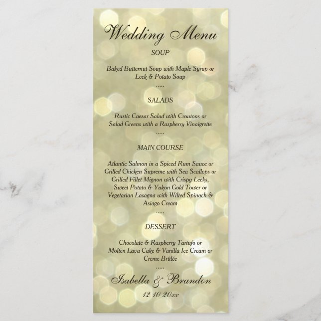 Champagne Bubbles Wedding Menu (Front)