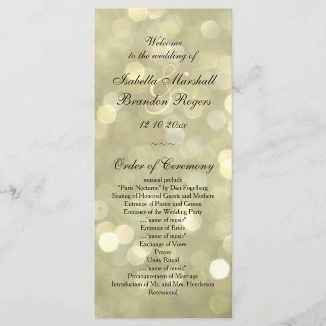 Champagne Bubbles Wedding Program (Front)
