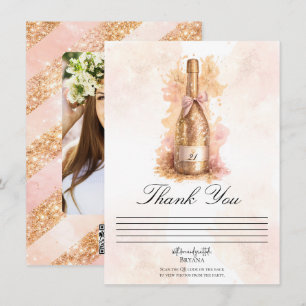 Champagne Bubbly & Gold Glitter Thank You Card