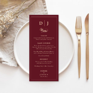 Champagne & Burgundy Elegant Luxury Wedding  Menu