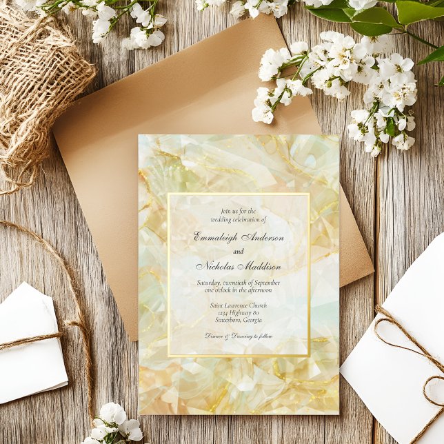 Champagne Burst Crystal Gemstone Wedding Foil Invitation (Creator Uploaded)