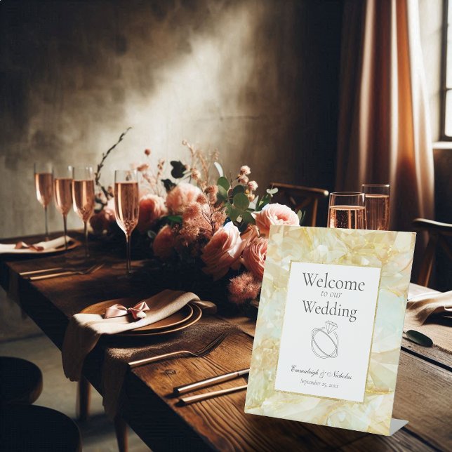 Champagne Burst Crystal Wedding Pedestal Sign (Creator Uploaded)