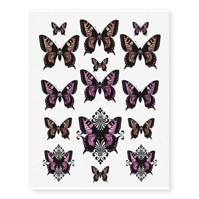 Champagne Butterflies - Temporary Tattoos (Front)