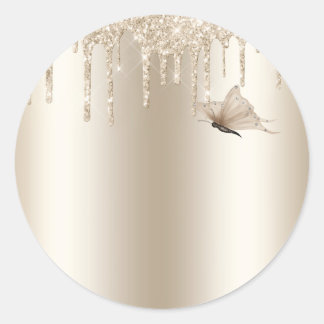 Champagne Butterfly Classic Round Sticker