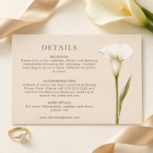 Champagne Calla Lily Wedding Details Card