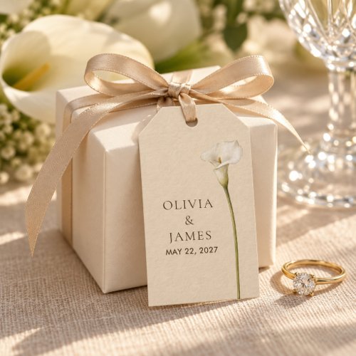 Champagne Calla Lily Wedding Favor Gift Tag