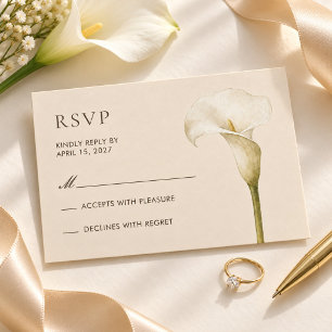 Champagne Calla Lily Wedding RSVP Card