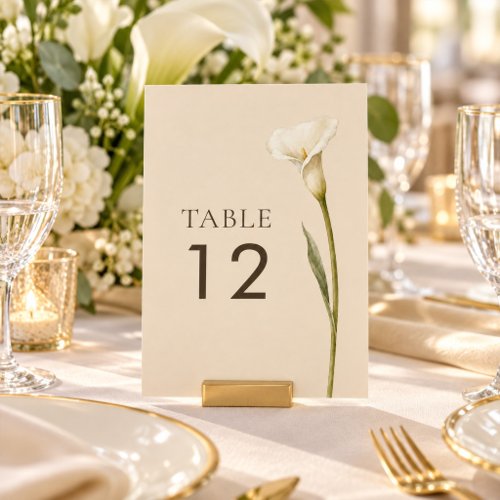 Champagne Calla Lily Wedding Table Number