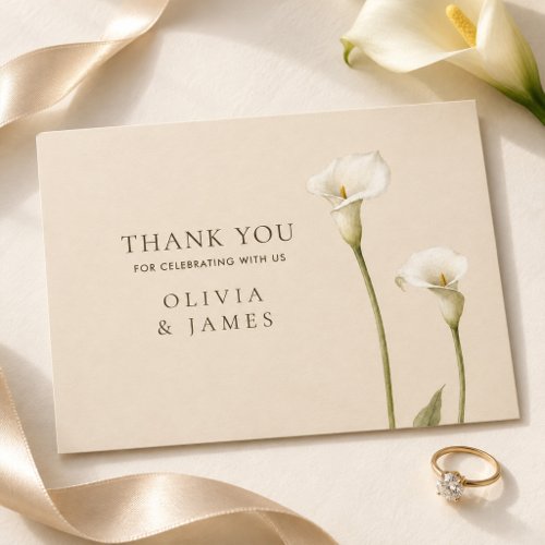 Champagne Calla Lily Wedding Thank You Card