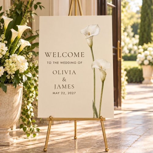 Champagne Calla Lily Wedding Welcome Sign