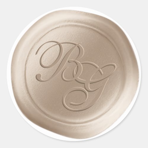 Champagne Calligraphy Monogram Wax Seal Stickers