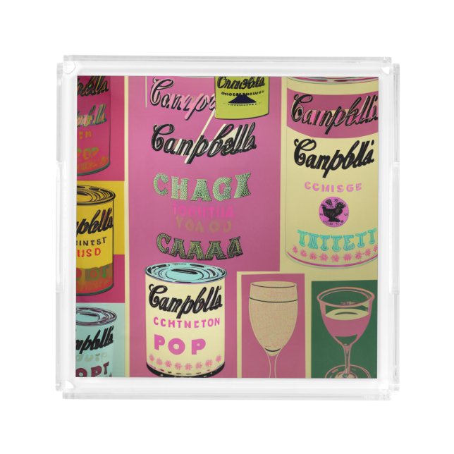 Champagne Campbell's Pop Square Acrylic Tray (Front)