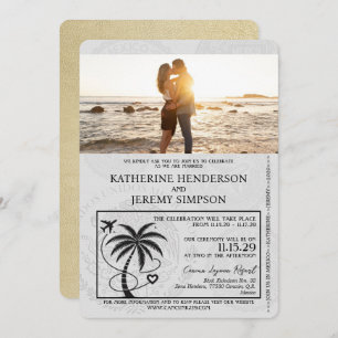 Champagne Cancun Passport Wedding Invitation