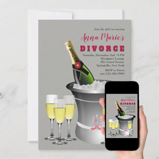 Champagne Celebration Divorce Invitation (Downloadable)