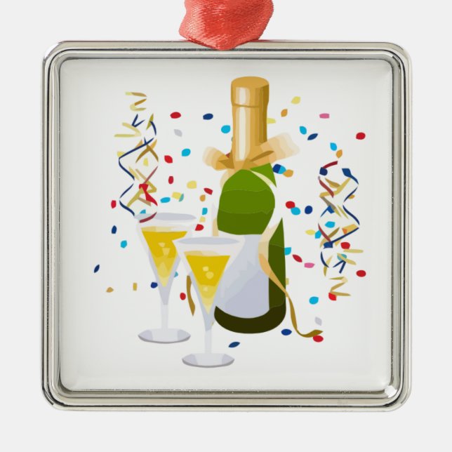 Champagne Celebration Metal Ornament (Front)