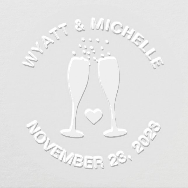 Champagne Celebration Wedding / Anniversary Custom Embosser (Design)