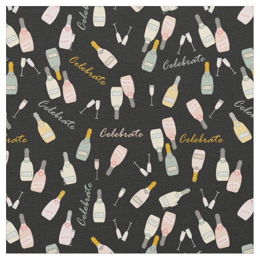 Champagne Celebrations on Black Fabric