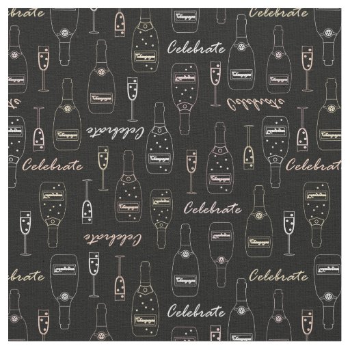 Champagne Celebrations on Black Fabric