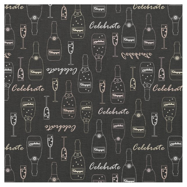 Champagne Celebrations on Black Fabric (Close Up)