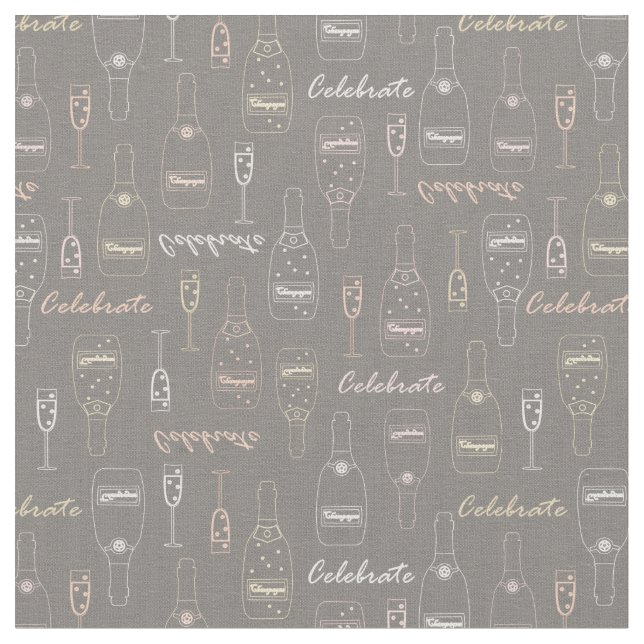 Champagne Celebrations on Grey Fabric (Close Up)