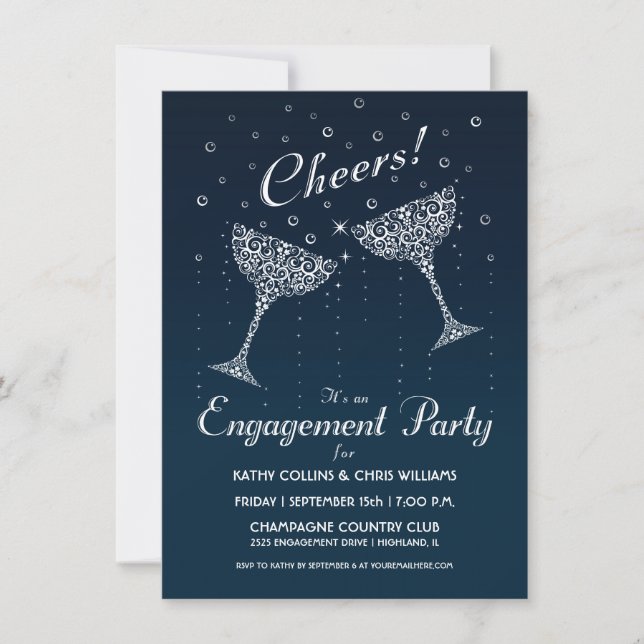 Champagne Cheer Engagement Party Invitation (Front)