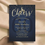 Champagne Cheers Navy Blue 60th Birthday Party Invitation<br><div class="desc">Champagne Cheers Navy Blue 60th Birthday Party Invitations.</div>