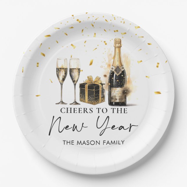 Champagne Cheers New Years Eve Party Paper Plates  (Front)