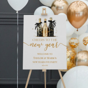Champagne Cheers New Years Eve Party Welcome Sign